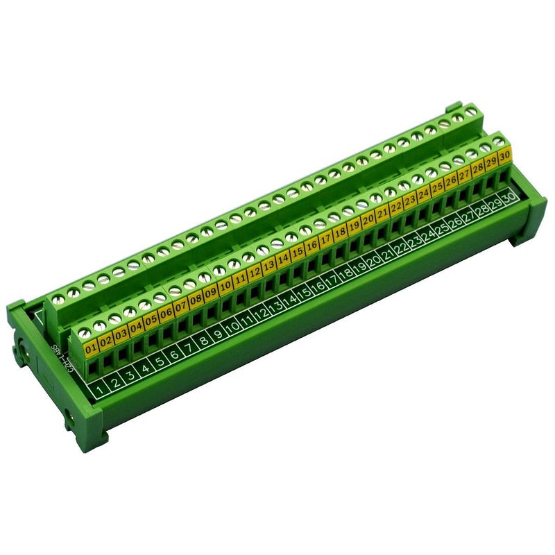 Electronics-Salon DIN Rail Mount 30 Position 24A / 400V Screw Terminal Block Distribution Module. - Image 1